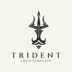 Trident logo design vector illustration - obrazy, fototapety, plakaty
