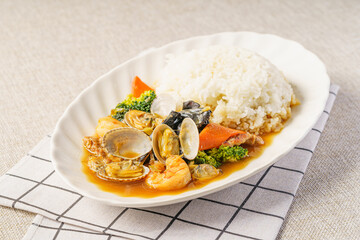 Special Chinese fast food three delicacies risotto
