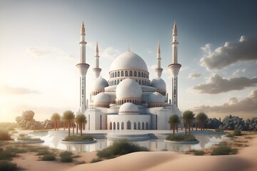 Fototapeta na wymiar Beautiful Architecture Mosque Design. Created with Generative AI technology