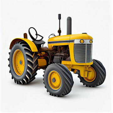 Yellow Tractor Isolated.