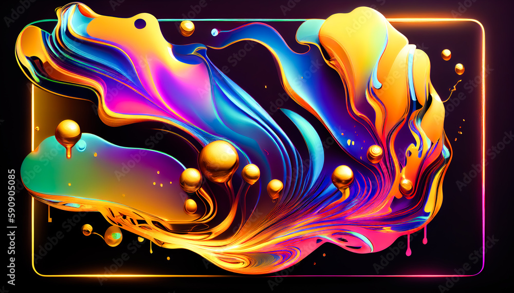 Poster abstract background with colorful liquid splashes and drops. generative ai
