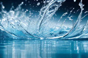 Fototapeta na wymiar A splash of blue water in close-up. Water drops. Generative AI