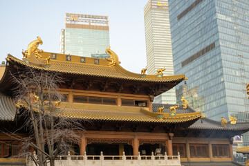 Jing'an temple in the city center of Shanghai