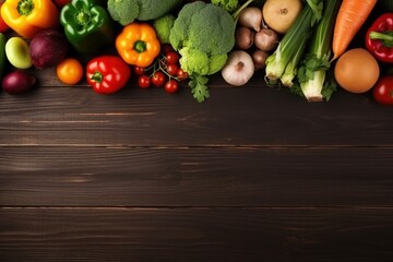 Fototapeta na wymiar vegetables on wooden background