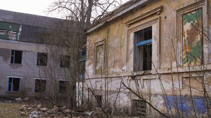 Part of a bomb-damaged brick building