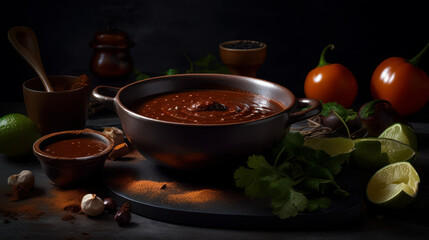 Authentic Mole Sauce, Perfect for Your Mexican Dish. Food photography. Generative AI