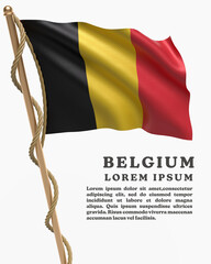White Backround Flag Of  BELGIUM
