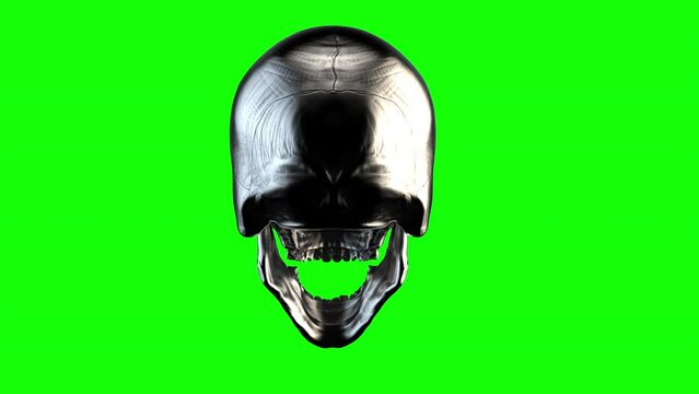 Heavy metal skull turntable animation on green screen - chroma key - digital element