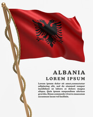 White Backround Flag Of  ALBANIA