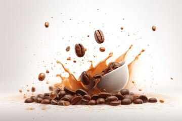 splash coffee beans dynamic background wallpaper