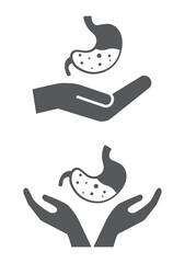 stomach body organ in hand