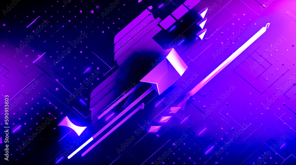 Poster purple and black abstract background with stars and star in the middle. generative ai.