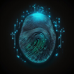 Fingerprint scanning, biometric authentication, cybersecurity and fingerprint password, future technology, Create dusing Generative AI technology