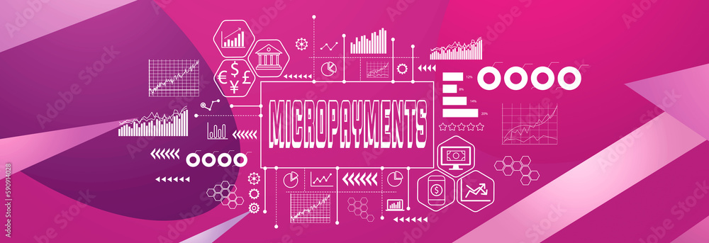 Poster micropayments theme on a geometric pattern background
