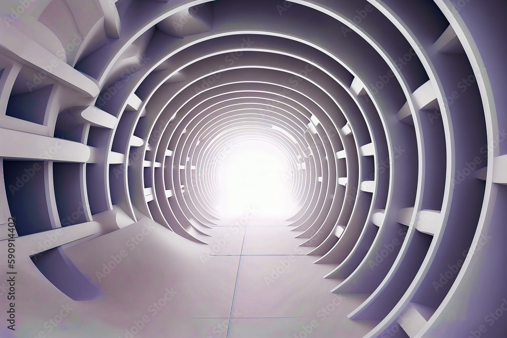 Aufkleber white tunnel with light at the end of the tunnel is shown. generative ai.