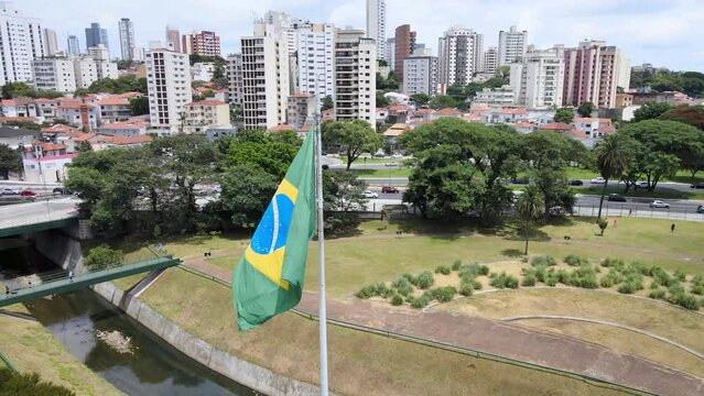 Flag of Brazil hoisted at the Independence Museum
