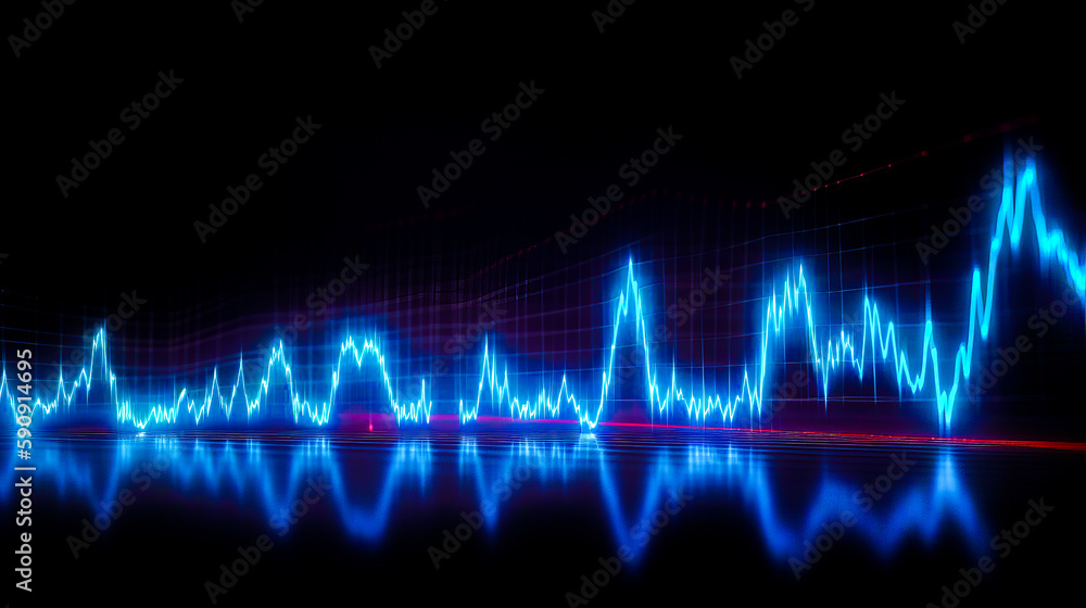 Poster image of sound wave on dark background stock photo - 1207992. generative ai.
