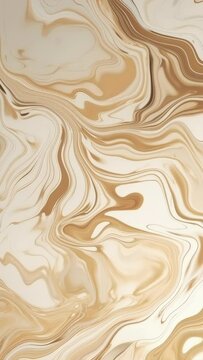 Beige vertical video background with liquid slow motion marble mixture with white and brown accent, elegant and luxury marbling texture, abstract business backdrop for business purposes and phones