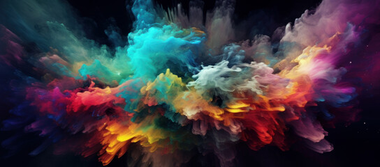 Naklejka na ściany i meble Colorful nebula or cloud in space. Illustration AI Generative.