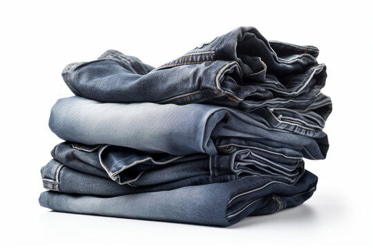 stack of various jeans isolated on white background  Generative AI