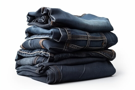 stack of various jeans isolated on white background  Generative AI