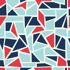 Geometric seamless pattern with red and blue shapes. Abstract background with triangle and polygon figure. 