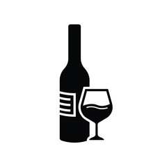 Wine bottle vector icon. Alcohol icon. Alhocol flat sign design. Wine and glass symbol pictogram. UX UI icon