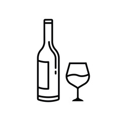 Wine bottle vector icon. Alcohol icon. Alhocol flat sign design. Wine and glass symbol pictogram. UX UI icon