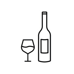 Wine bottle vector icon. Alcohol icon. Alhocol flat sign design. Wine and glass symbol pictogram. UX UI icon