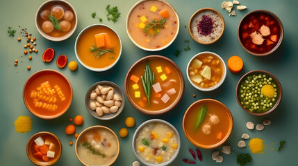 Fototapeta na wymiar Soup with many ingredients. Generative AI