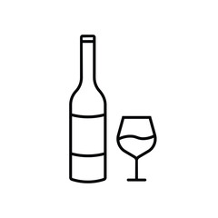 Wine bottle vector icon. Alcohol icon. Alhocol flat sign design. Wine and glass symbol pictogram. UX UI icon