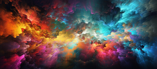 Obraz na płótnie Canvas Colorful nebula or cloud in space. Illustration AI Generative.
