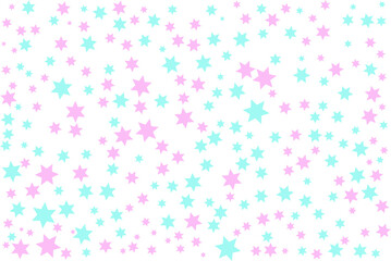 Pink and blue stars pattern on white background