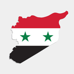 syria map with flag on gray background