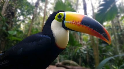 Naklejka premium A colorful toucan in its natural habitat. Generative AI