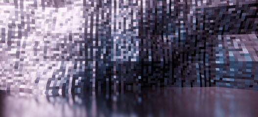 Architecture background interior with purple mosaic wall 3d render