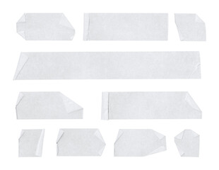 Collection of adhesive tape pieces on transparent background, isolated	