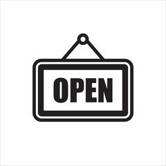 Open vector icon. Open flat sign design. Open signboard symbol pictogram. Illustration of nameplate icon. UX UI icon