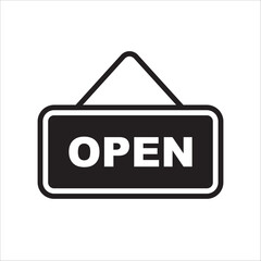 Open vector icon. Open flat sign design. Open signboard symbol pictogram. Illustration of nameplate icon. UX UI icon