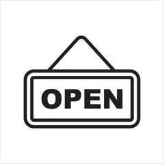 Open vector icon. Open flat sign design. Open signboard symbol pictogram. Illustration of nameplate icon. UX UI icon