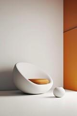 Gorgeous futuristic simple shaped minimal lounge sitting illustration made with Generative AI 