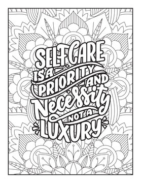 motivational quotes coloring pages design .inspirational words coloring book pages design. Hand drawn with inspiration word. Coloring for adult and kids. Vector Illustration. Positive quotes coloring 