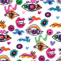 Awesome abstract modern seamless pattern with esoteric eye  Magic, bauhaus  occult symbol, sacred art  Vector Template design  graphic background illustration