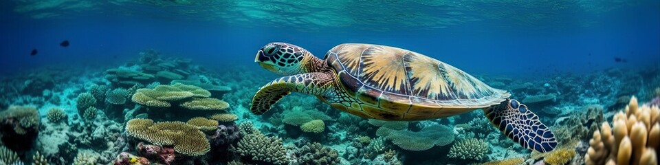 illustration, sea turtle, website header, ai generative