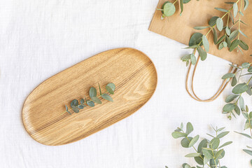 Top view tropical leaves on vibrant background. Summer flat lay composition.
