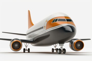Passengers airplane isolated on a white background. Plane with clipping path. Generative AI