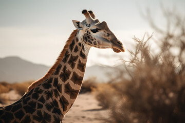 The Majestic Giraffe in the Sandy Terrain. Generative AI