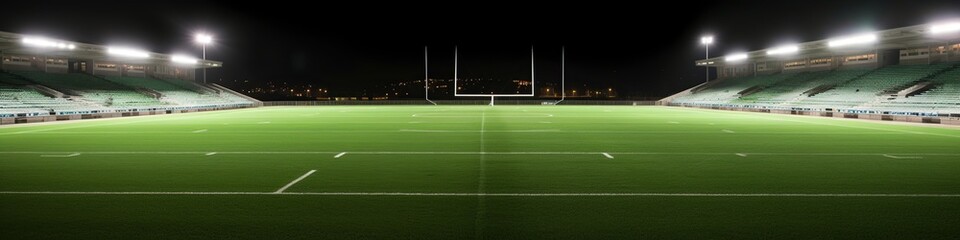 Naklejka premium illustration, stadium illuminated by spotlights and empty, web site header, ai generative