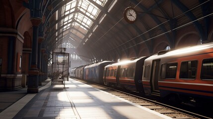 illustration, station of train, ai generative