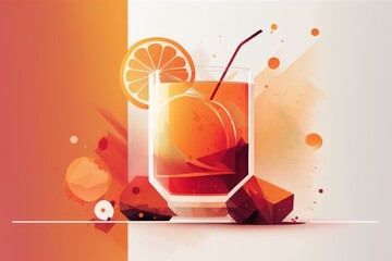 Summer drink as abstract vector illustration (Generative AI)